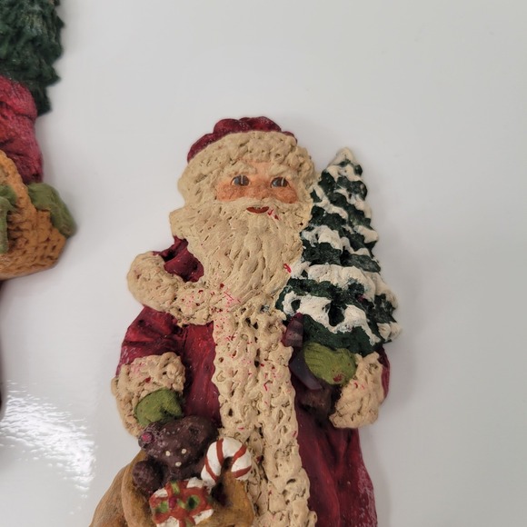 Set 2 Vintage 80s June McKenna Santa Claus Figurine Christmas Tree ShelfSitter - Picture 2 of 14